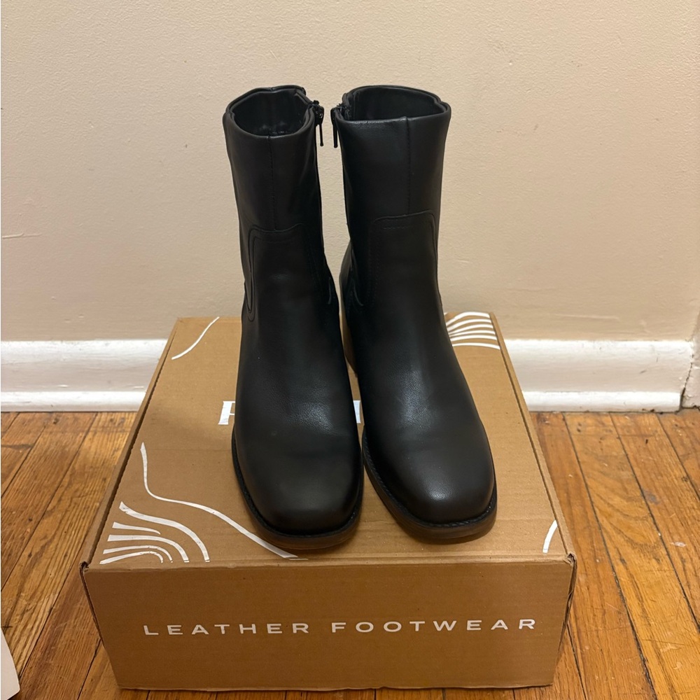 Patina Black Leather Ankle Booties